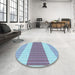 Round Patterned Periwinkle Purple Rug in a Office, pat1169lblu