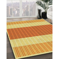 Patterned Orange Red Orange Rug, pat1169yw