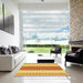 Square Patterned Orange Red Orange Rug in a Living Room, pat1169yw