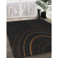 Patterned Charcoal Gray Novelty Rug, pat116