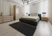 Machine Washable Transitional Western Charcoal Gray Rug in a Bedroom, wshpat116