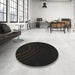 Round Patterned Charcoal Gray Novelty Rug in a Office, pat116