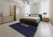 Patterned Black Rug in a Bedroom, pat117blu