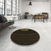 Round Patterned Black Rug in a Office, pat117brn