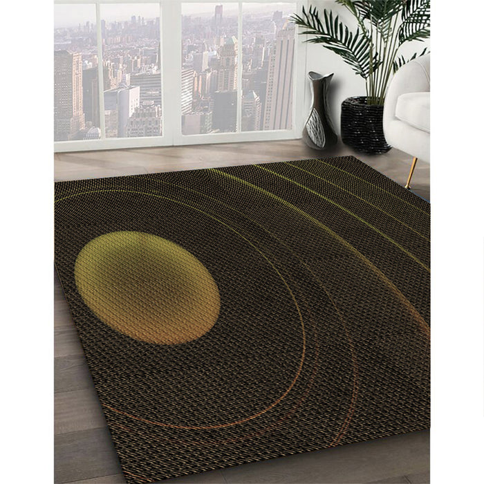 Machine Washable Transitional Black Rug in a Family Room, wshpat117brn