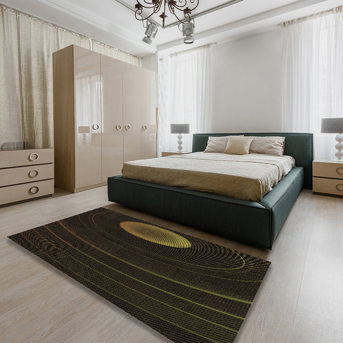 Patterned Black Rug in a Bedroom, pat117brn