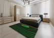 Patterned Green Rug in a Bedroom, pat117grn