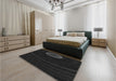 Patterned Black Rug in a Bedroom, pat117gry