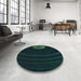 Round Patterned Black Rug in a Office, pat117lblu