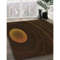 Patterned Dark Bronze Brown Rug, pat117org