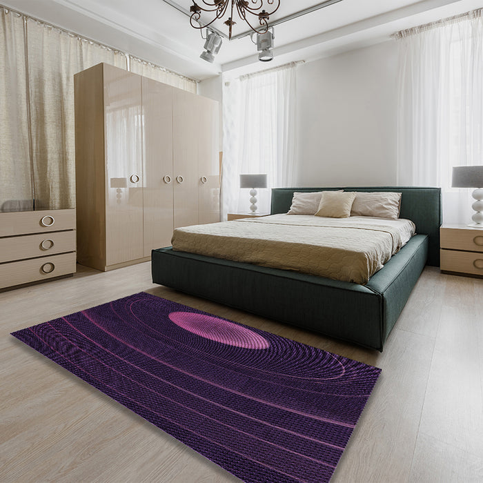 Patterned Purple Rug in a Bedroom, pat117pur