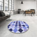 Round Patterned Slate Blue Rug in a Office, pat1170blu