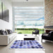 Square Patterned Slate Blue Rug in a Living Room, pat1170blu