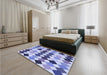 Patterned Slate Blue Rug in a Bedroom, pat1170blu