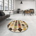 Round Patterned Saddle Brown Rug in a Office, pat1170brn