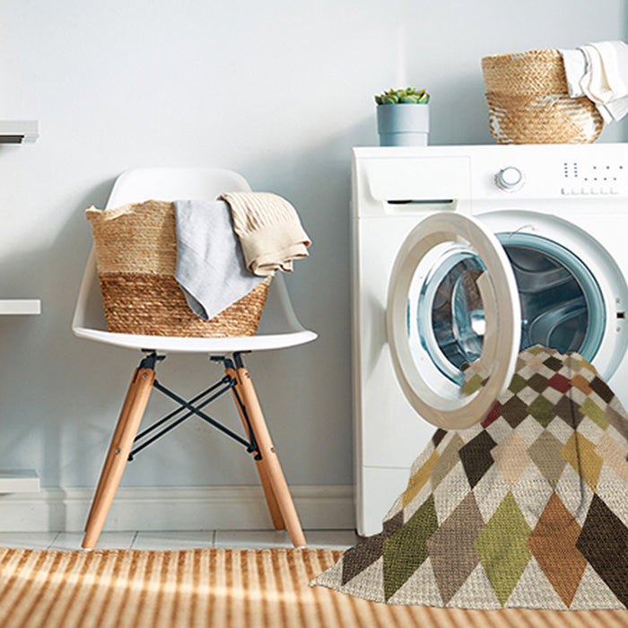 Machine Washable Transitional Saddle Brown Rug in a Washing Machine, wshpat1170brn