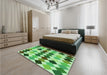 Patterned Forest Green Rug in a Bedroom, pat1170grn