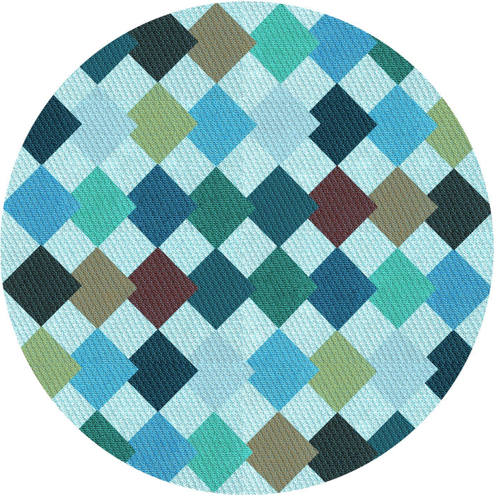 Square Patterned Blue Rug, pat1170lblu