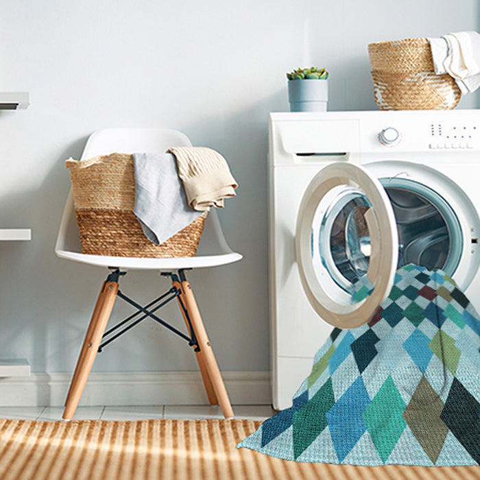 Machine Washable Transitional Blue Rug in a Washing Machine, wshpat1170lblu