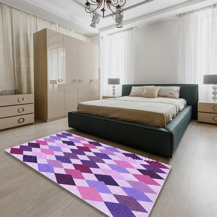 Patterned Dark Orchid Purple Rug in a Bedroom, pat1170pur