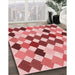 Patterned Pastel Pink Rug in Family Room, pat1170rd