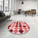 Round Patterned Pastel Pink Rug in a Office, pat1170rd