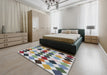 Patterned Gray Novelty Rug in a Bedroom, pat1170