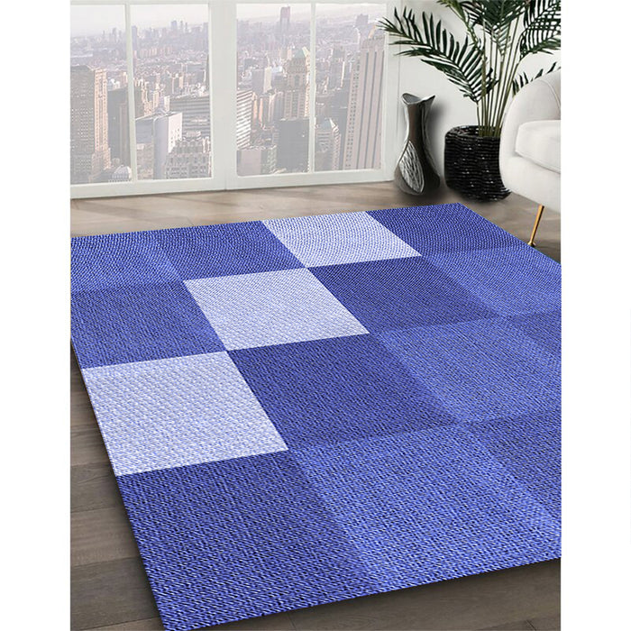 Patterned Denim Blue Rug in Family Room, pat1171blu