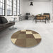 Round Patterned Sepia Brown Rug in a Office, pat1171brn