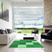 Square Patterned Green Rug in a Living Room, pat1171grn