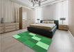 Patterned Green Rug in a Bedroom, pat1171grn