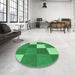 Round Patterned Green Rug in a Office, pat1171grn