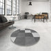 Round Patterned Dark Gray Rug in a Office, pat1171gry