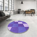 Round Patterned Purple Mimosa Purple Rug in a Office, pat1171pur