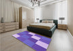 Patterned Purple Mimosa Purple Rug in a Bedroom, pat1171pur