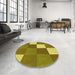 Round Patterned Dark Bronze Brown Rug in a Office, pat1171yw