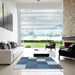 Square Patterned Blue Novelty Rug in a Living Room, pat1171