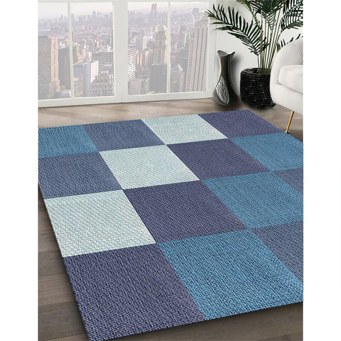 Patterned Blue Novelty Rug in Family Room, pat1171