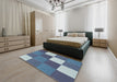 Patterned Blue Novelty Rug in a Bedroom, pat1171