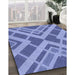 Patterned Denim Blue Rug in Family Room, pat1172blu