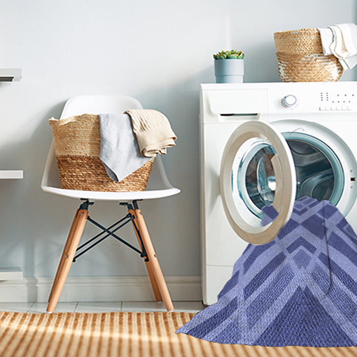 Machine Washable Transitional Denim Blue Rug in a Washing Machine, wshpat1172blu