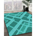 Machine Washable Transitional Dark Cyan Green Rug in a Family Room, wshpat1172lblu