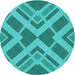 Square Patterned Dark Cyan Green Rug, pat1172lblu