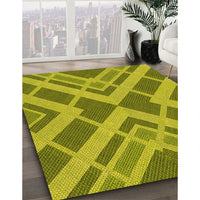 Patterned Olive Green Rug, pat1172yw