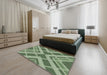 Patterned Forest Green Novelty Rug in a Bedroom, pat1172