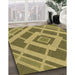 Patterned Yellow Rug in Family Room, pat1173brn