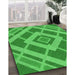 Patterned Neon Green Rug in Family Room, pat1173grn