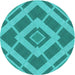 Square Patterned Dark Cyan Green Rug, pat1173lblu