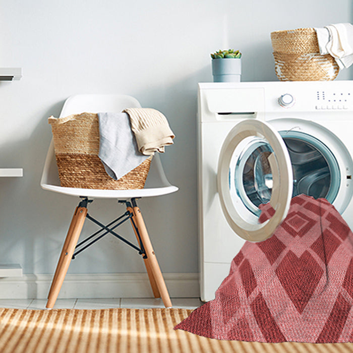 Machine Washable Transitional Red Rug in a Washing Machine, wshpat1173rd