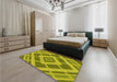 Patterned Olive Green Rug in a Bedroom, pat1173yw